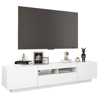 vidaXL TV-Schrank mit LED-Leuchten Hochglanz-Weiß 180x35x40 cm