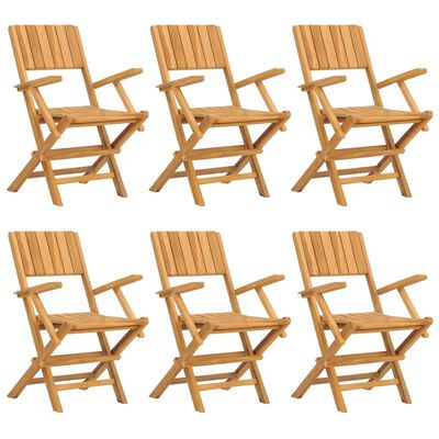 vidaXL Gartenstühle 6 Stk. Klappbar 55x61x90 cm Massivholz Teak