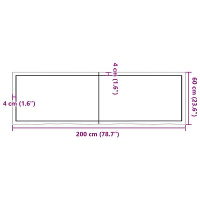 vidaXL Wandregal Dunkelbraun 200x60x(2-6)cm Massivholz Eiche Behandelt