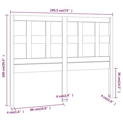 vidaXL Kopfteil Honigbraun 185,5x4x100 cm Massivholz Kiefer