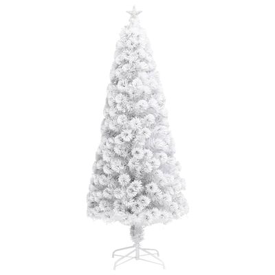 vidaXL Künstlicher Weihnachtsbaum mit Beleuchtung Weiß 180cm Glasfaser