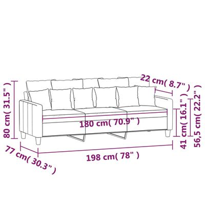 vidaXL 3-Sitzer-Sofa Weinrot 180 cm Stoff