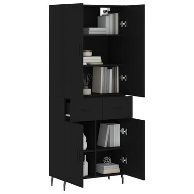 vidaXL Highboard Schwarz 69,5x34x180 cm Holzwerkstoff