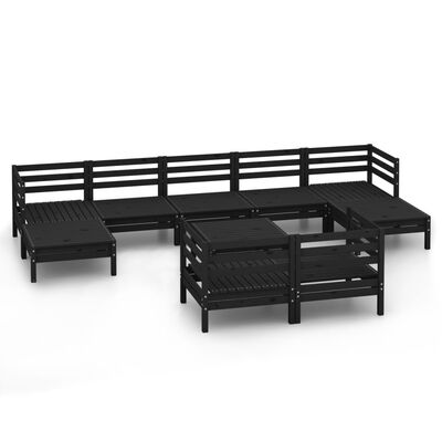 vidaXL 10-tlg. Garten-Lounge-Set Schwarz Massivholz Kiefer