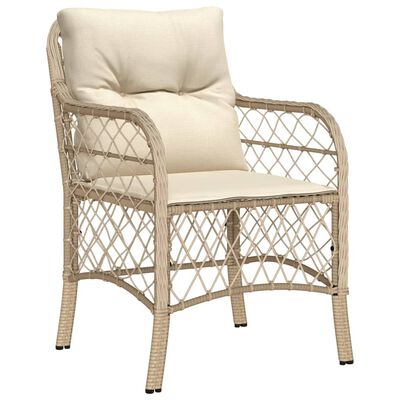 vidaXL 9-tlg. Garten-Essgruppe mit Kissen Beige Poly Rattan