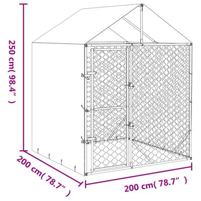 vidaXL Outdoor-Hundezwinger mit Dach Silber 2x2x2,5 m Verzinkter Stahl