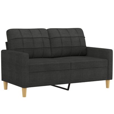 vidaXL 2-Sitzer-Sofa mit Zierkissen Schwarz 120 cm Stoff