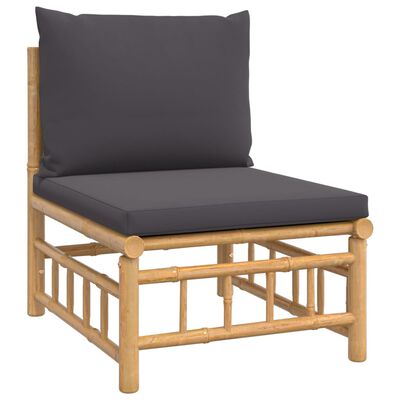 vidaXL 8-tlg. Garten-Lounge-Set mit Dunkelgrauen Kissen Bambus