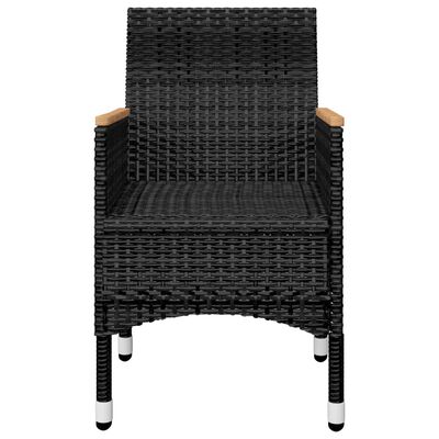 vidaXL 3-tlg. Bistro-Set Poly Rattan und Akazienholz Schwarz