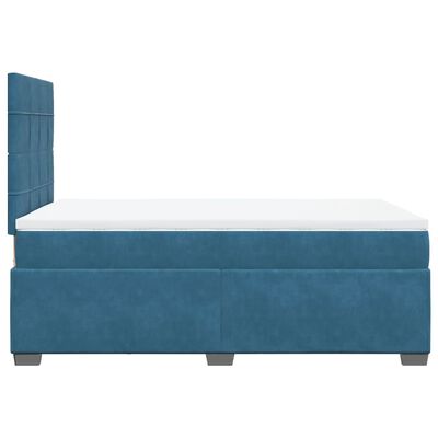 vidaXL Boxspringbett mit Matratze Blau 120x190 cm Samt