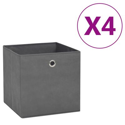 vidaXL Aufbewahrungsboxen 4 Stk. Vliesstoff 28x28x28 cm Grau