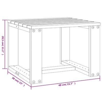 vidaXL Garten-Beistelltisch Schwarz 40x38x28,5 cm Massivholz Kiefer