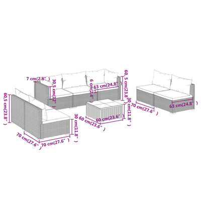 vidaXL 8-tlg. Garten-Lounge-Set mit Kissen Poly Rattan Braun