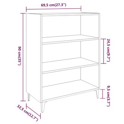 vidaXL Sideboard Grau Sonoma 69,5x32,5x90 cm Holzwerkstoff