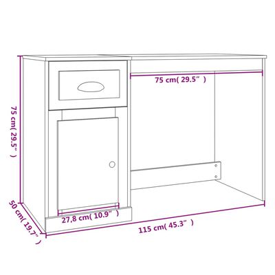 vidaXL Schreibtisch mit Schublade Betongrau 115x50x75 cm Holzwerkstoff