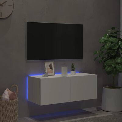 vidaXL TV-Wandschrank mit LED-Leuchten Weiß 80x35x31 cm