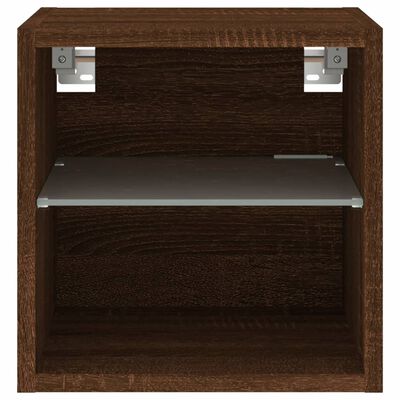 vidaXL TV-Wandschrank mit LED-Leuchten Braun Eichen-Optik 30x28,5x30cm