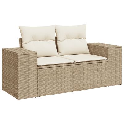 vidaXL 5-tlg. Garten-Sofagarnitur mit Kissen Beige Poly Rattan