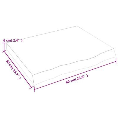 vidaXL Tischplatte 60x50x(2-6) cm Massivholz Eiche Unbehandelt