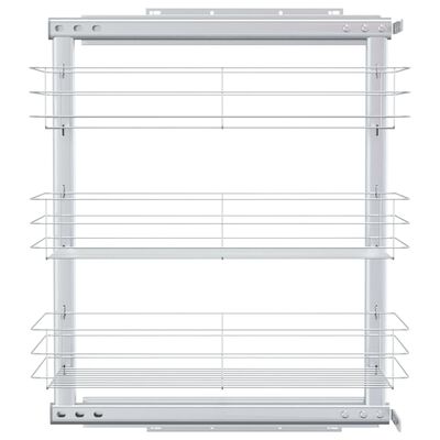 vidaXL 3-stufiger Küchen-Drahtkorb Ausziehbar Silbern 47x25x56 cm