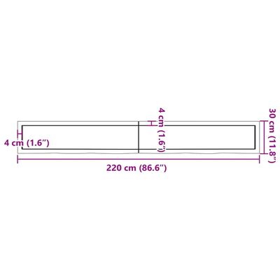 vidaXL Waschtischplatte Hellbraun 220x30x(2-6) cm Massivholz Behandelt