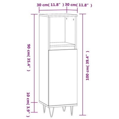 vidaXL Badschrank Grau Sonoma 30x30x100 cm Holzwerkstoff