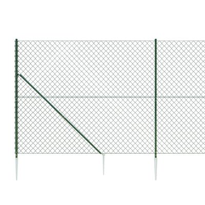 vidaXL Maschendrahtzaun mit Erdspießen Grün 2x10 m