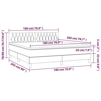 vidaXL Boxspringbett mit Matratze & LED Blau 180x200 cm Stoff