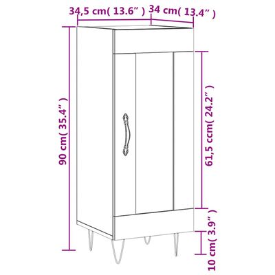 vidaXL Sideboard Grau Sonoma 34,5x34x90 cm Holzwerkstoff