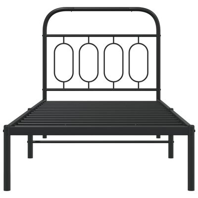 vidaXL Bettgestell mit Kopfteil Metall Schwarz 90x190 cm