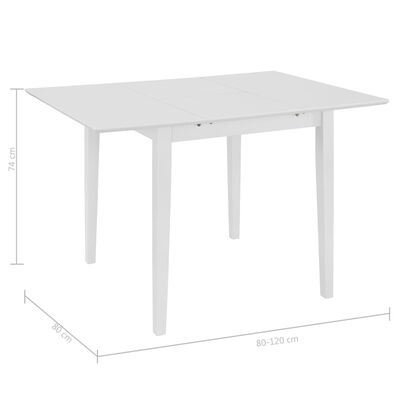 vidaXL Esstisch Ausziehbar Weiß (80-120)x80x74 cm MDF