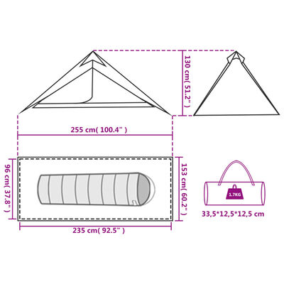 vidaXL Tipi-Campingzelt 1 Person Orange Wasserdicht