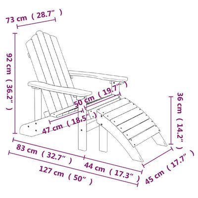 vidaXL Adirondack-Gartenstühle mit Hocker & Tisch HDPE Anthrazit