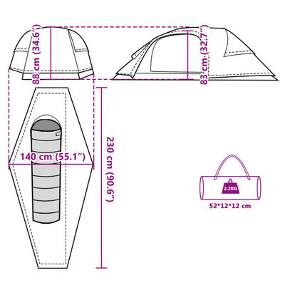 vidaXL Kuppel-Campingzelt 1 Person Grün Wasserdicht