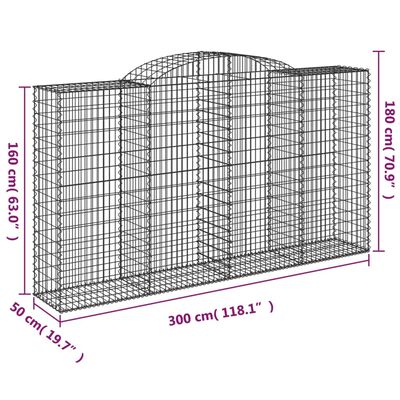 vidaXL Gabionen mit Hochbogen 20 Stk 300x50x160/180cm Verzinktes Eisen