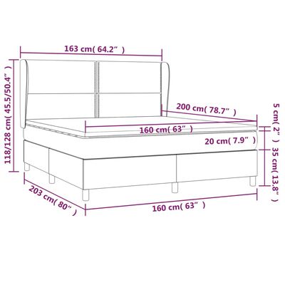 vidaXL Boxspringbett mit Matratze Weiß 160x200 cm Kunstleder