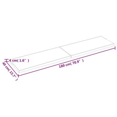 vidaXL Tischplatte 180x40x(2-4) cm Massivholz Eiche Unbehandelt