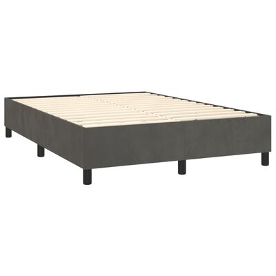 vidaXL Boxspringbett mit Matratze Dunkelgrau 140x200 cm Samt