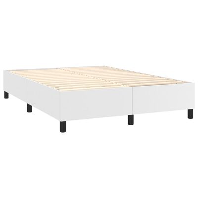 vidaXL Boxspringbett mit Matratze & LED Weiß 140x190 cm Kunstleder