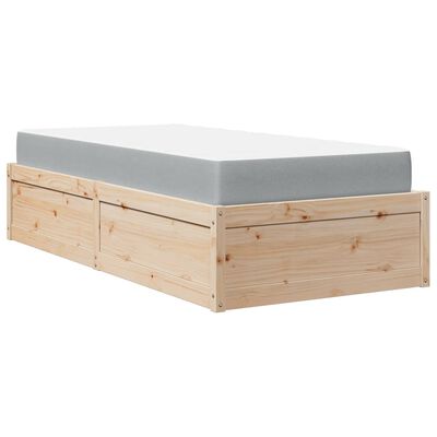 vidaXL Bett mit Matratze 90x200 cm Massivholz Kiefer