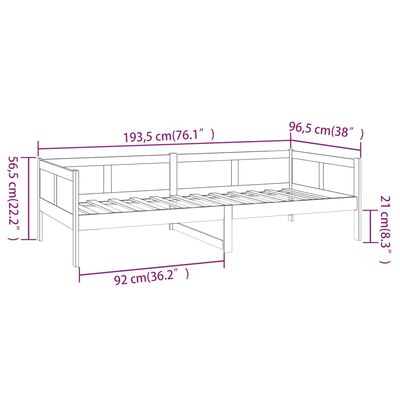 vidaXL Tagesbett Grau Massivholz Kiefer 90x190 cm