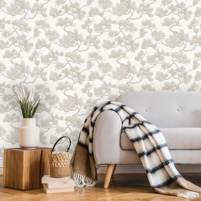 DUTCH WALLCOVERINGS Tapete Kiefer-Motiv Weiß