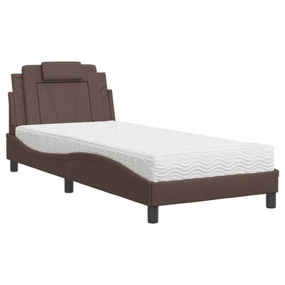 vidaXL Bett mit Matratze Braun 80x200 cm Kunstleder