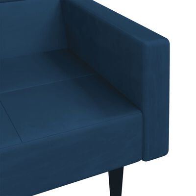 vidaXL Schlafsofa 2-Sitzer mit 2 Kissen Blau Samt