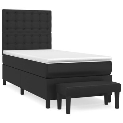 vidaXL Boxspringbett mit Matratze Schwarz 100x200 cm Kunstleder