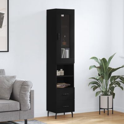 vidaXL Highboard Schwarz 34,5x34x180 cm Holzwerkstoff