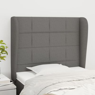 vidaXL Kopfteil mit Ohren Dunkelgrau 103x23x118/128 cm Stoff