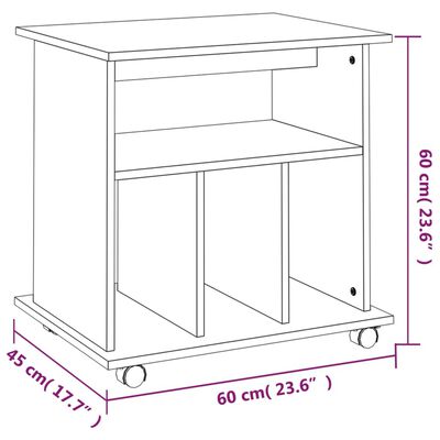 vidaXL Rollschrank Räuchereiche 60x45x60 cm Holzwerkstoff