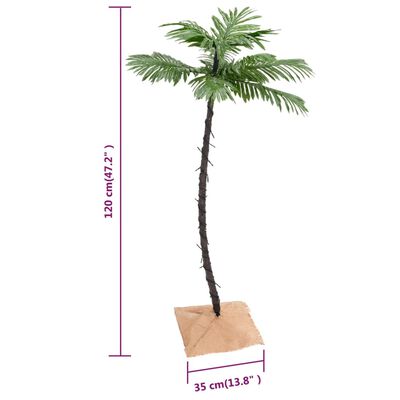 vidaXL Künstliche Palme LED Warmweiß 72 LEDs 120 cm