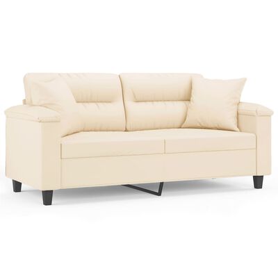 vidaXL 2-Sitzer-Sofa mit Kissen Beige 140 cm Mikrofasergewebe